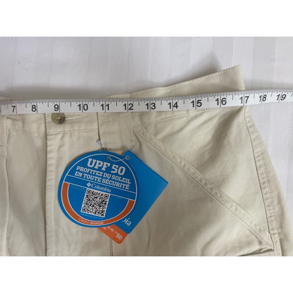Columbia PFG Mens Fossil Beige Cotton Canvas Fishing Shorts UPF 50 Size M 7in - Picture 4 of 9